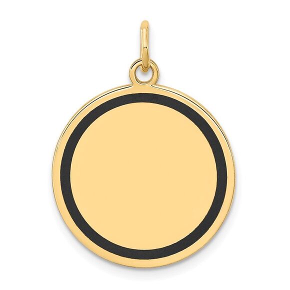 Kazi Luxury 14k Yellow Gold w/Enamel .027 Gauge Circular Engravable Disc Charm